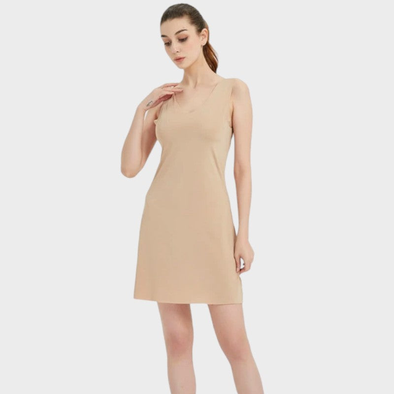 Fond de robe beige courte zoom