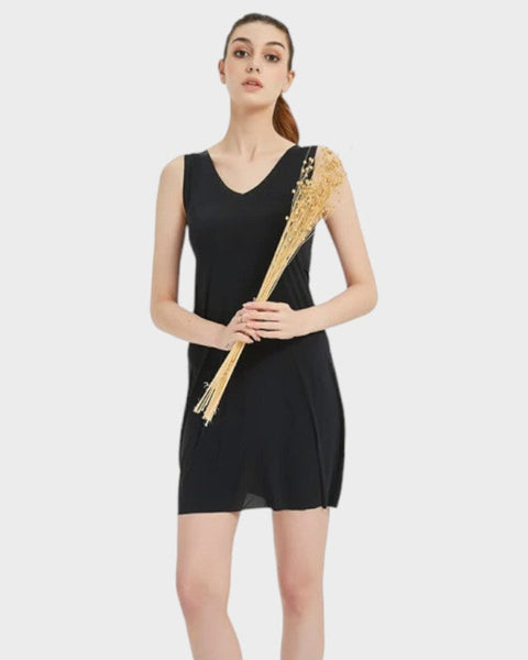 Fond de robe noir court face