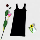 Fond de robe noir court à plat